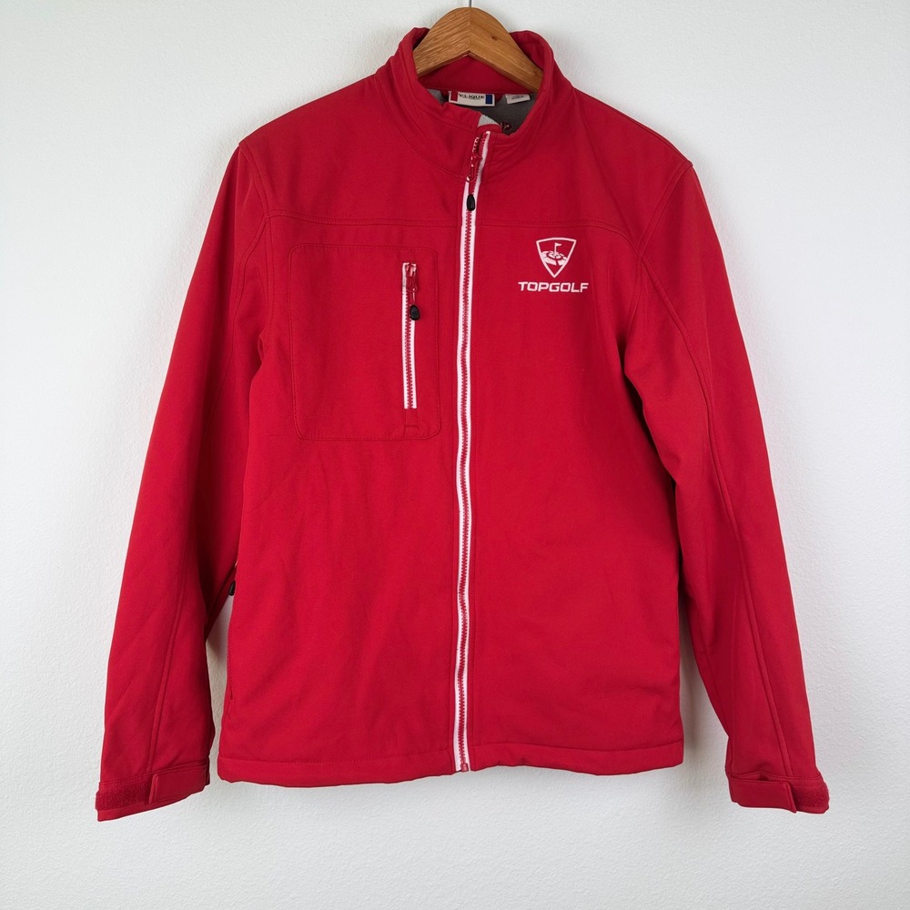 Clique Softshell Jacket Mens Small Red Excellent Topgolf Full Zip Outdoor Sport